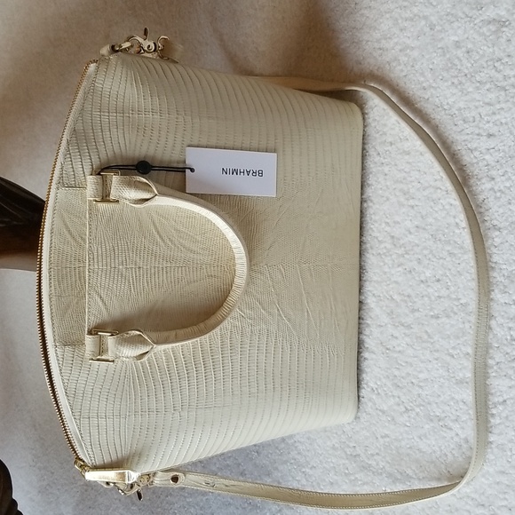 Brahmin Butterfly Design Vanilla Cream Monte Large Duxbury Satchel - Picture 4 of 10
